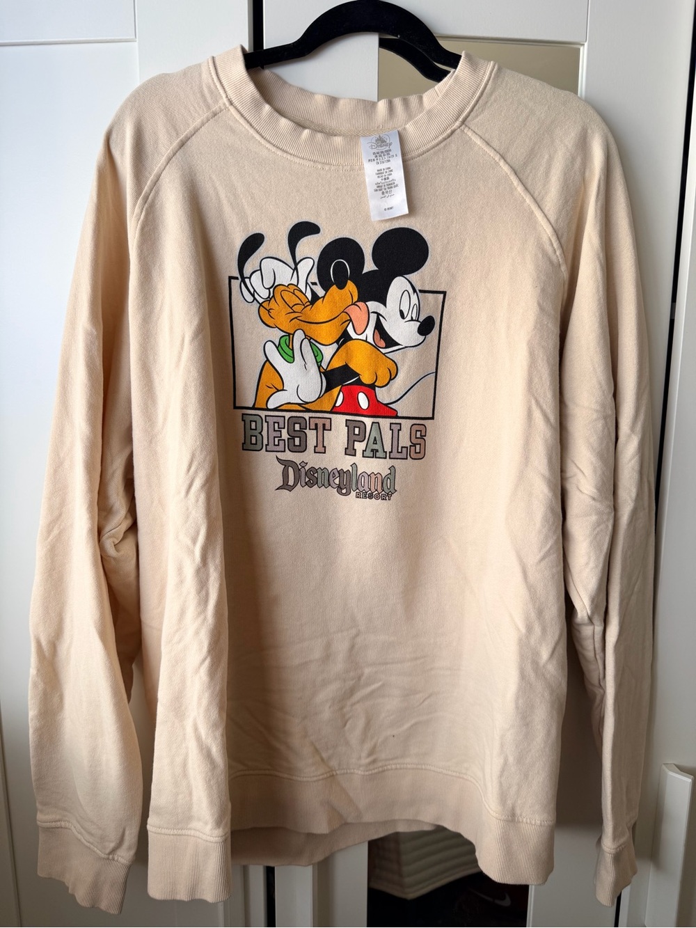 Disney Beige Crewneck Sweatshirt with Mickey & Pluto "Best Pals" Graphic